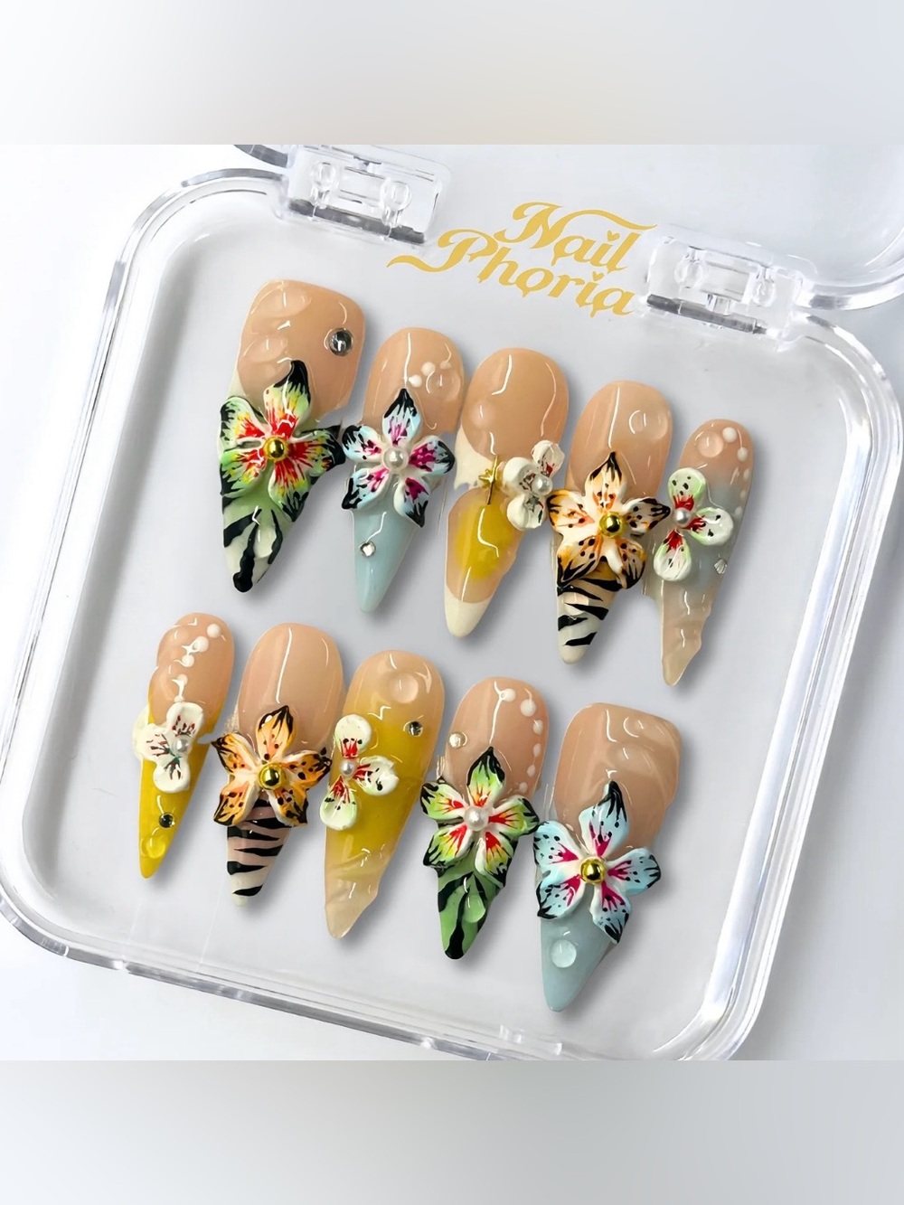 NailPhoria Stiletto Press-On Nail Set - Feral Petals